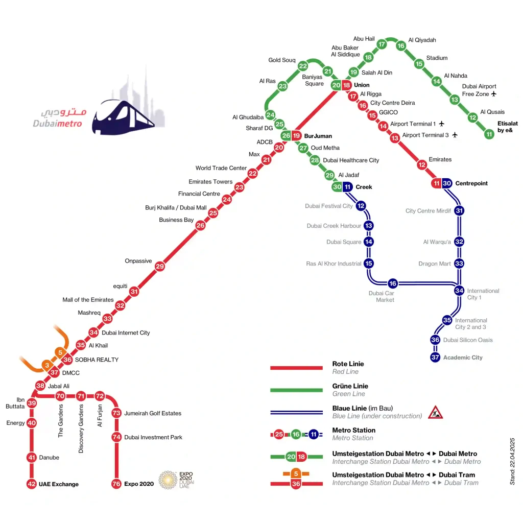 Dubai Metro Timings Today – Red & Green Line (2025 Updated) 2 2025 Dubai Metro Red & Green Line Map with Stations – RTA